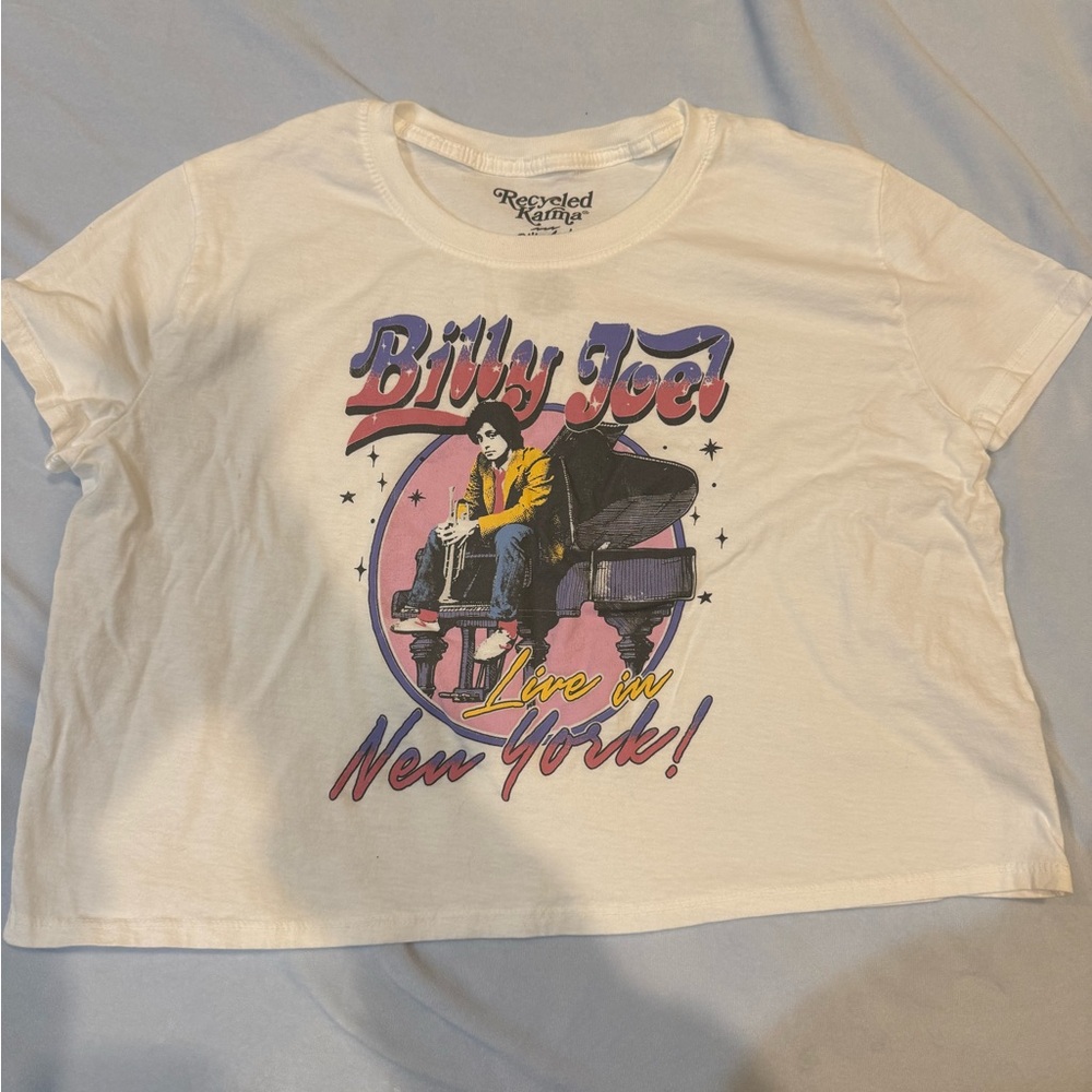 Recycled Karma Billy Joel Crop Tee size Large